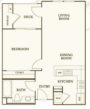 1 Bed • 1 Bath 4142 floor plan